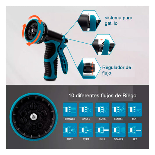 Manguera 15 mts expandible retráctil.